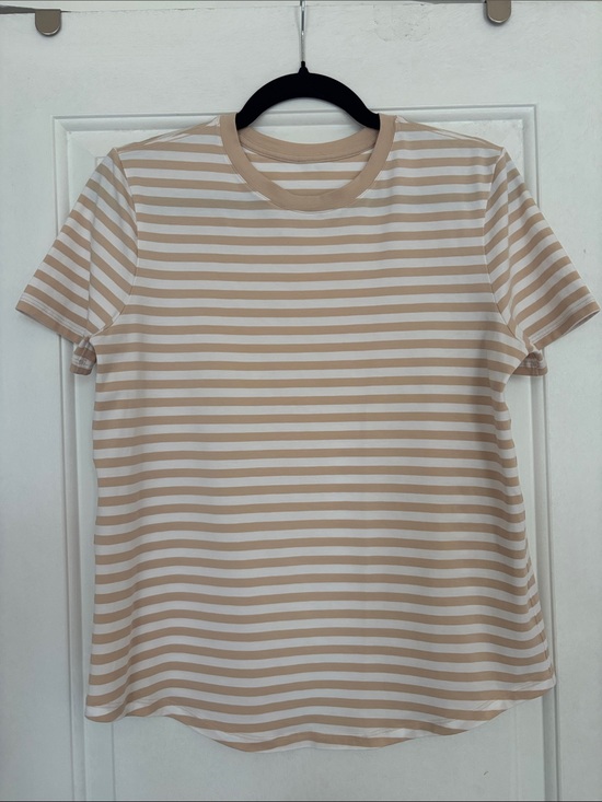 lululemon athletica Tops - Lululemon Love Crew Tee, Tan Stripe, size 6